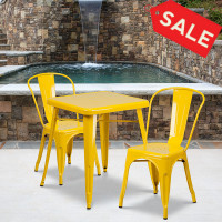 Flash Furniture CH-31330-2-30-YL-GG Metal Table Set in Yellow